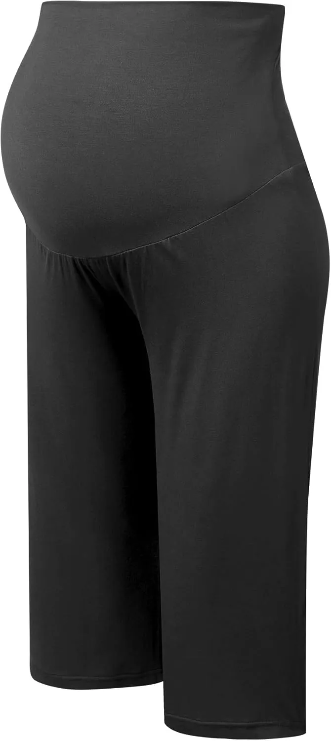 Joyaria Maternity Capri Pants Sleep Lounge Pregnancy Sleepwear Women Bamboo Viscose Over Belly Active Yoga Shorts S-XXL