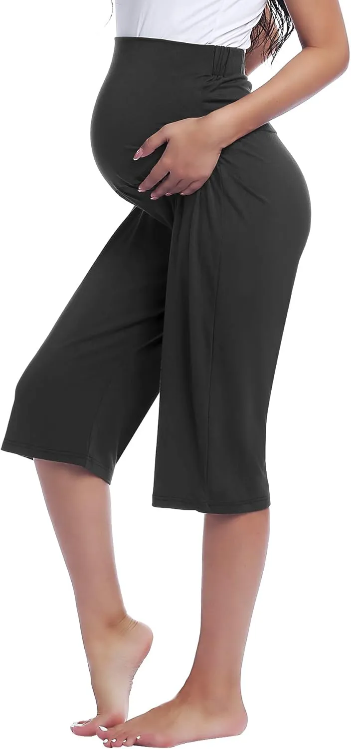 Joyaria Maternity Capri Pants Sleep Lounge Pregnancy Sleepwear Women Bamboo Viscose Over Belly Active Yoga Shorts S-XXL