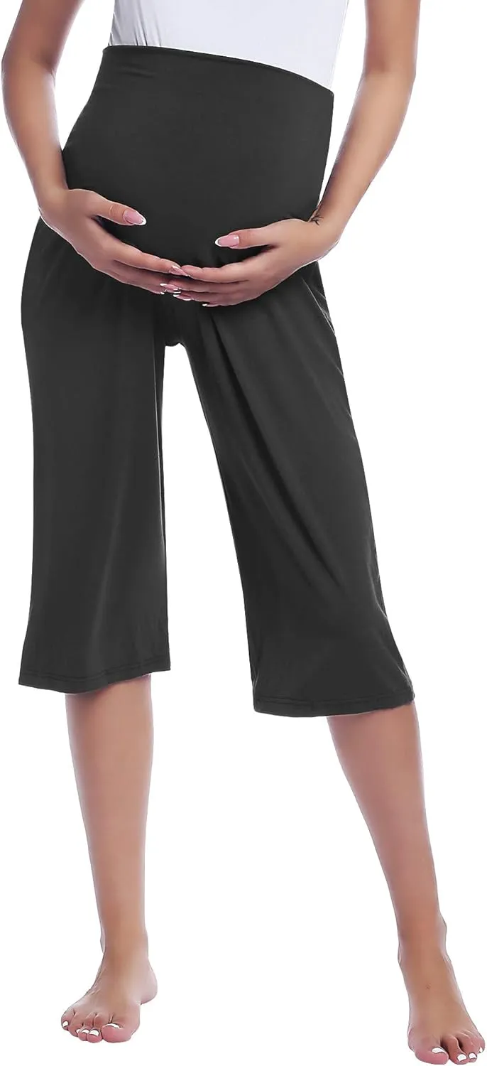 Joyaria Maternity Capri Pants Sleep Lounge Pregnancy Sleepwear Women Bamboo Viscose Over Belly Active Yoga Shorts S-XXL