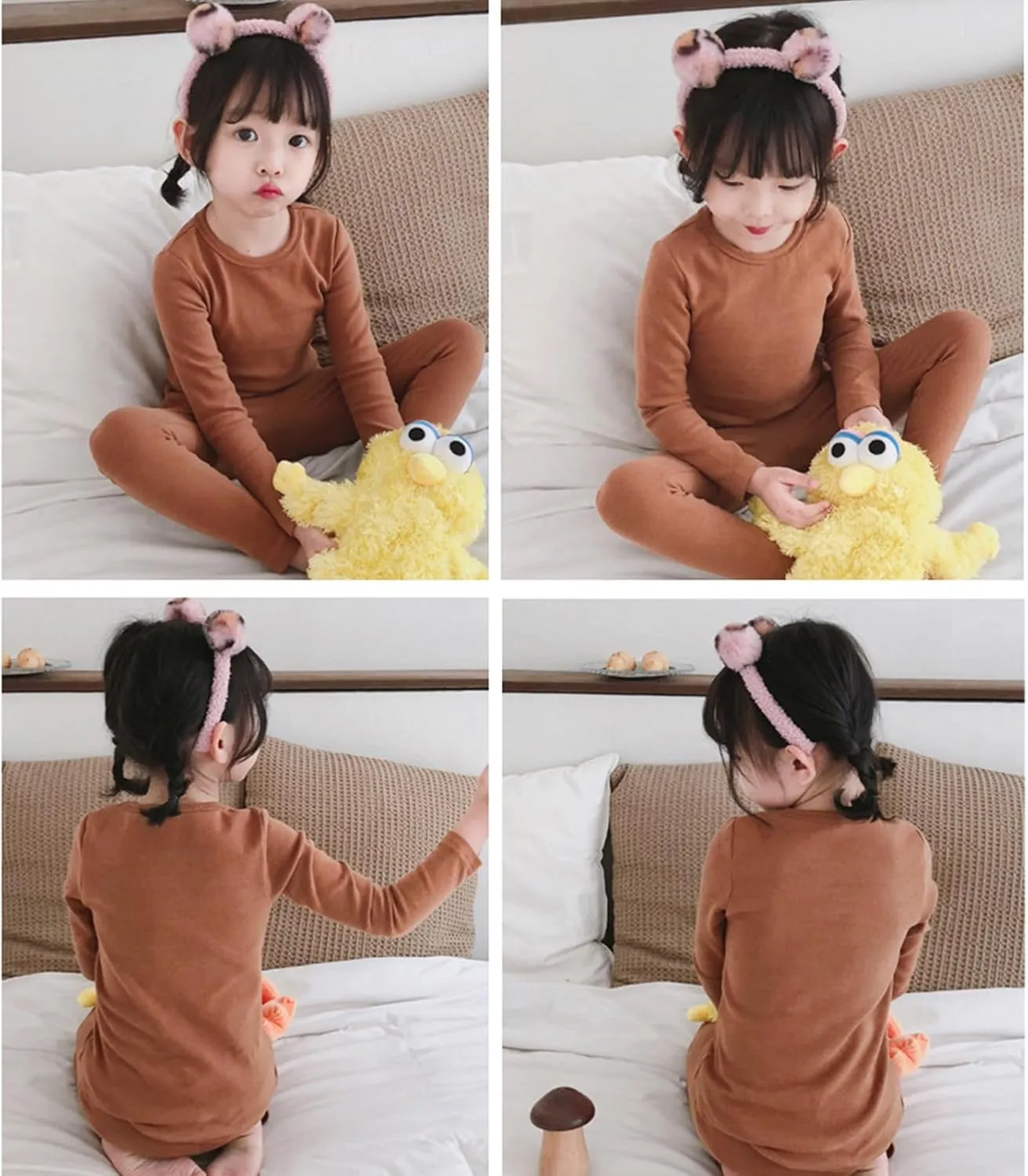KISBINI Toddler Girls Boys Pajamas Basic Solid Color Cotton Sleepwear Soft Long Sleeve Pjs 2pcs Set