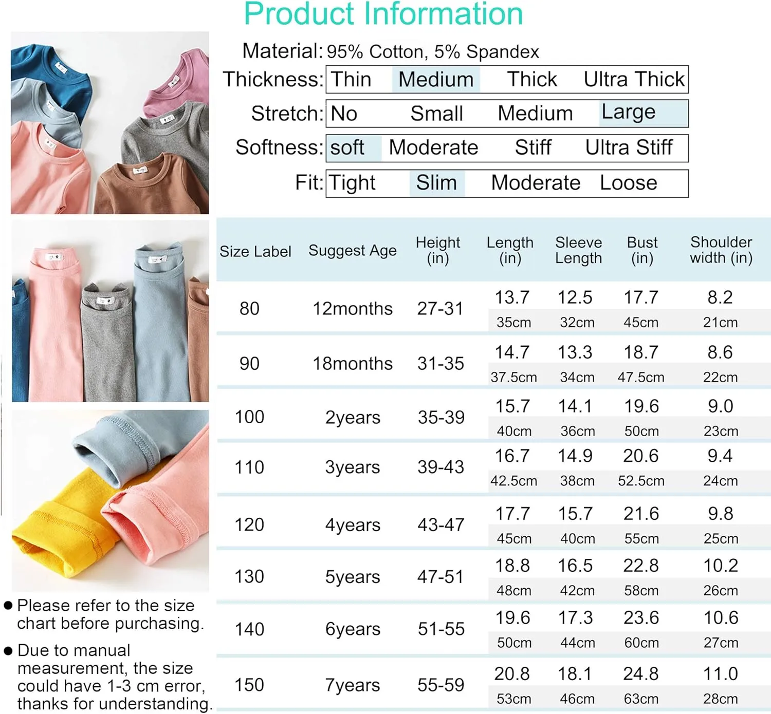 KISBINI Toddler Girls Boys Pajamas Basic Solid Color Cotton Sleepwear Soft Long Sleeve Pjs 2pcs Set