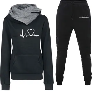 Lastesso Lounge Sets for Women 2 Piece Pants Fashion Heart Print Sweatshirts Relaxed Pants Soft Matching Workout Sweat Sets