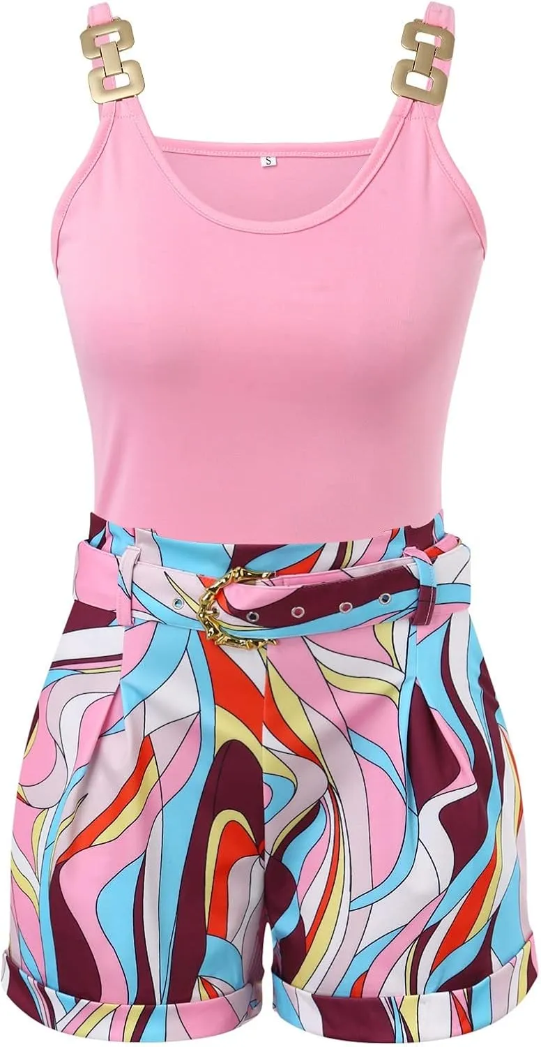LCMTWX Gym Outfits For Women Set Casual Fashion Slim Set Women's Shorts Set Sleeveless Vest Top Suit Gym Outfits For Gym