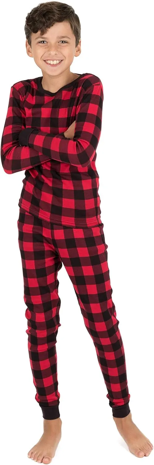 Leveret Kids & Toddler Pajamas Boys Girls Unisex 2 Piece Pjs Set 100% Cotton Sleepwear (12 Months-14 Years)