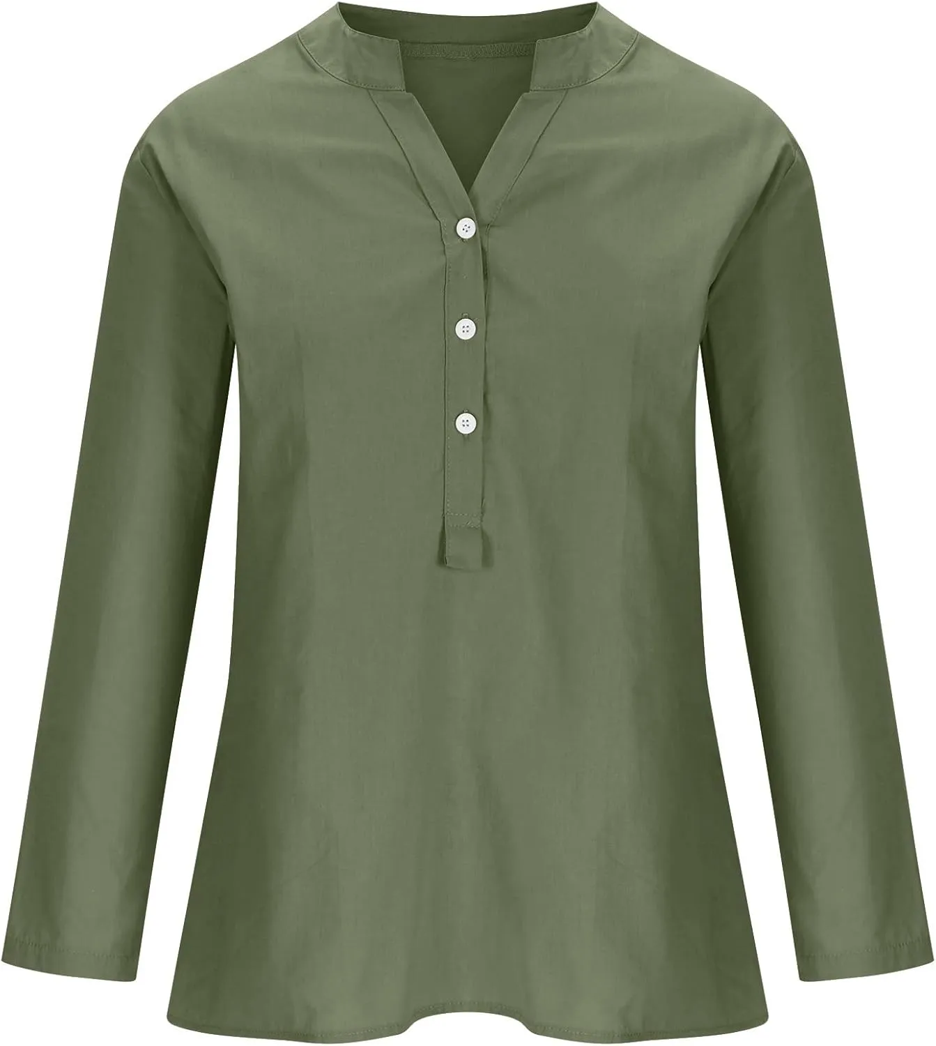 Long Sleeve Shirts for Women Cotton Linen Oversized Shirt Button up V Neck Blouse Spring and Summer Casual Tops 2025