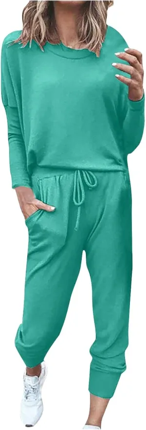 Lounge Sets for Women-2 Piece Sets for Women Jogger Sets for Women Long Sleeve Crewneck Sweatshirts With Sweatpant