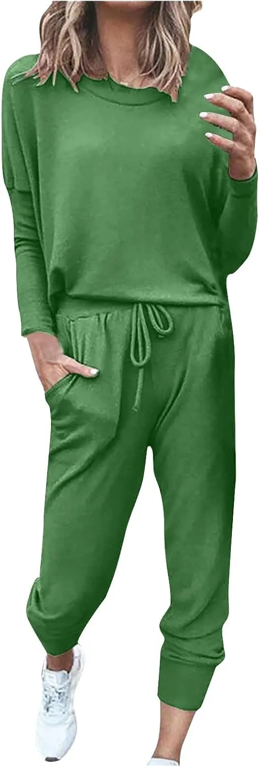 Lounge Sets for Women-2 Piece Sets for Women Jogger Sets for Women Long Sleeve Crewneck Sweatshirts With Sweatpant
