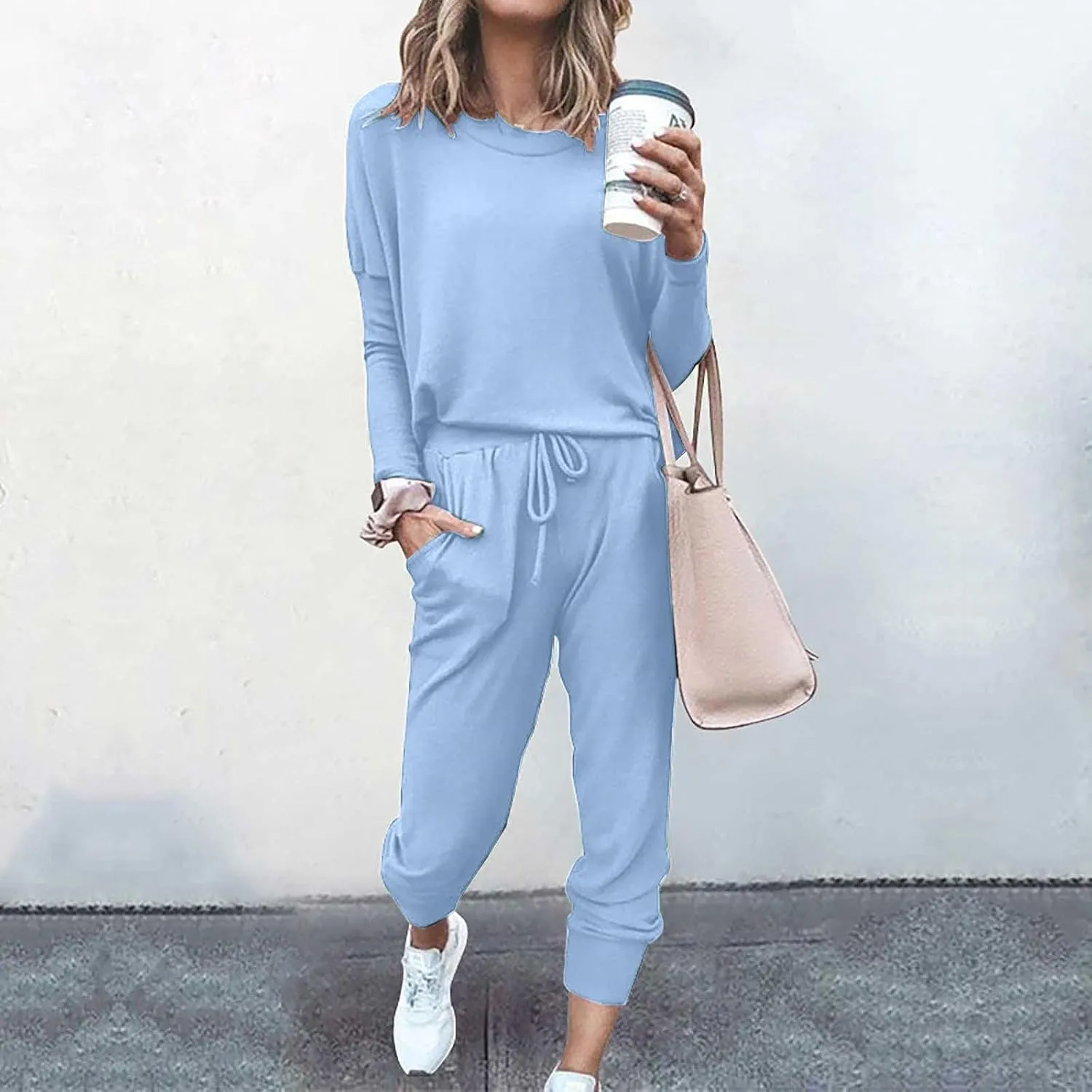 Lounge Sets for Women-2 Piece Sets for Women Jogger Sets for Women Long Sleeve Crewneck Sweatshirts With Sweatpant