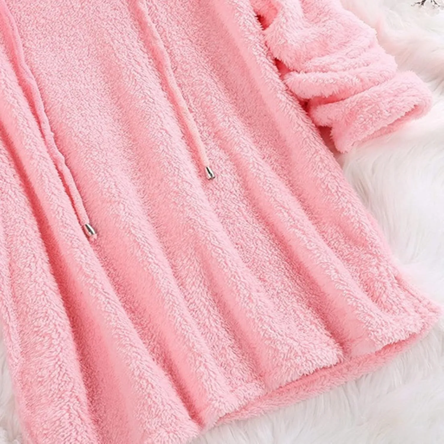 Lu's Chic Women's Sweatshirt Sherpa Fleece Hoodie Oversized Pullover Fuzzy Pajama Tops