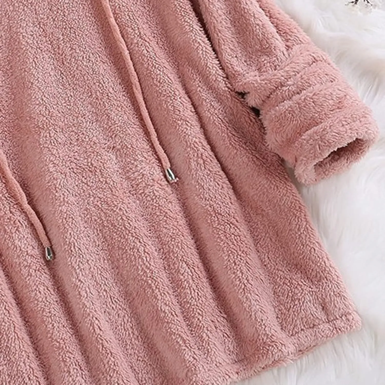 Lu's Chic Women's Sweatshirt Sherpa Fleece Hoodie Oversized Pullover Fuzzy Pajama Tops