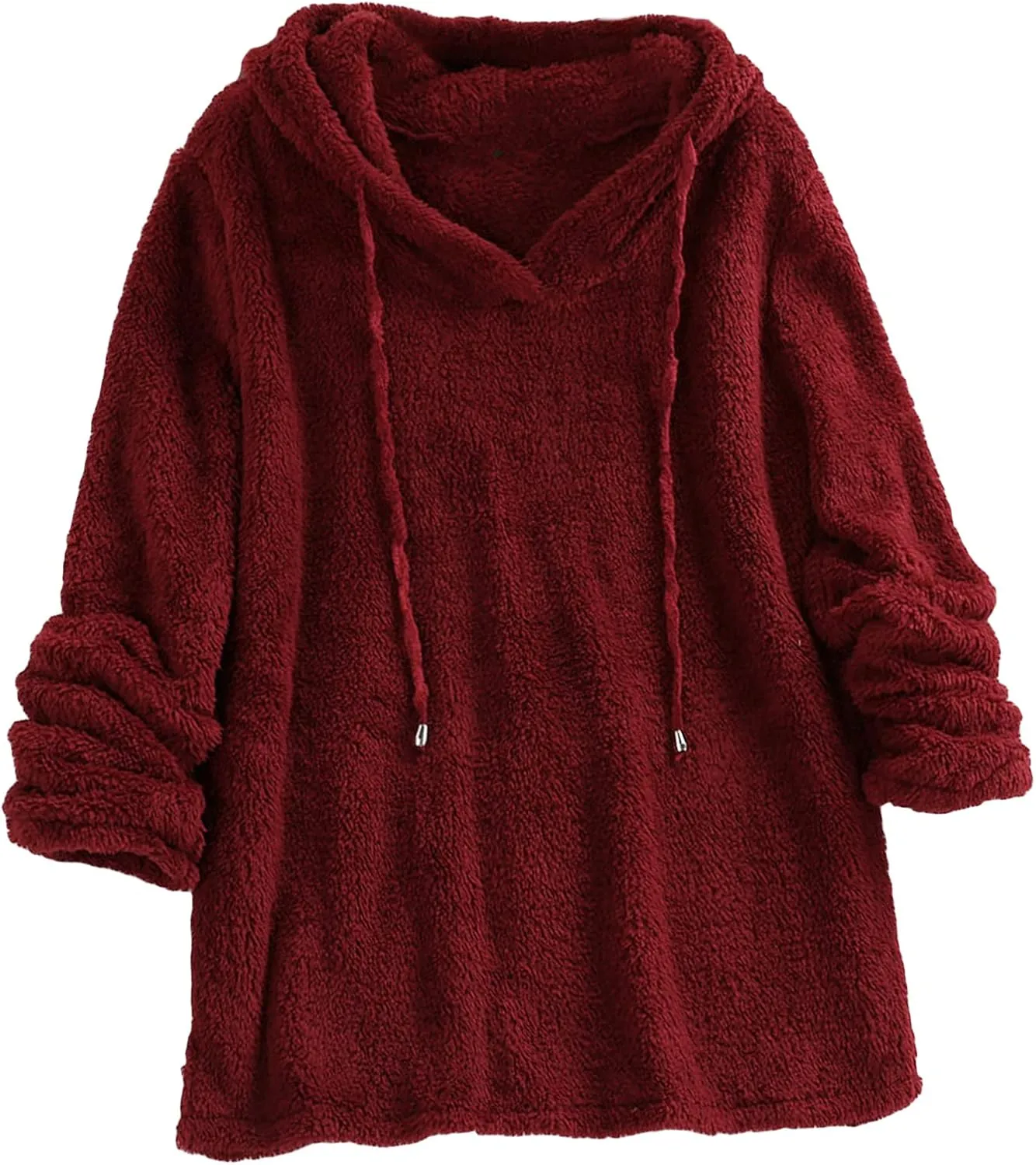 Lu's Chic Women's Sweatshirt Sherpa Fleece Hoodie Oversized Pullover Fuzzy Pajama Tops