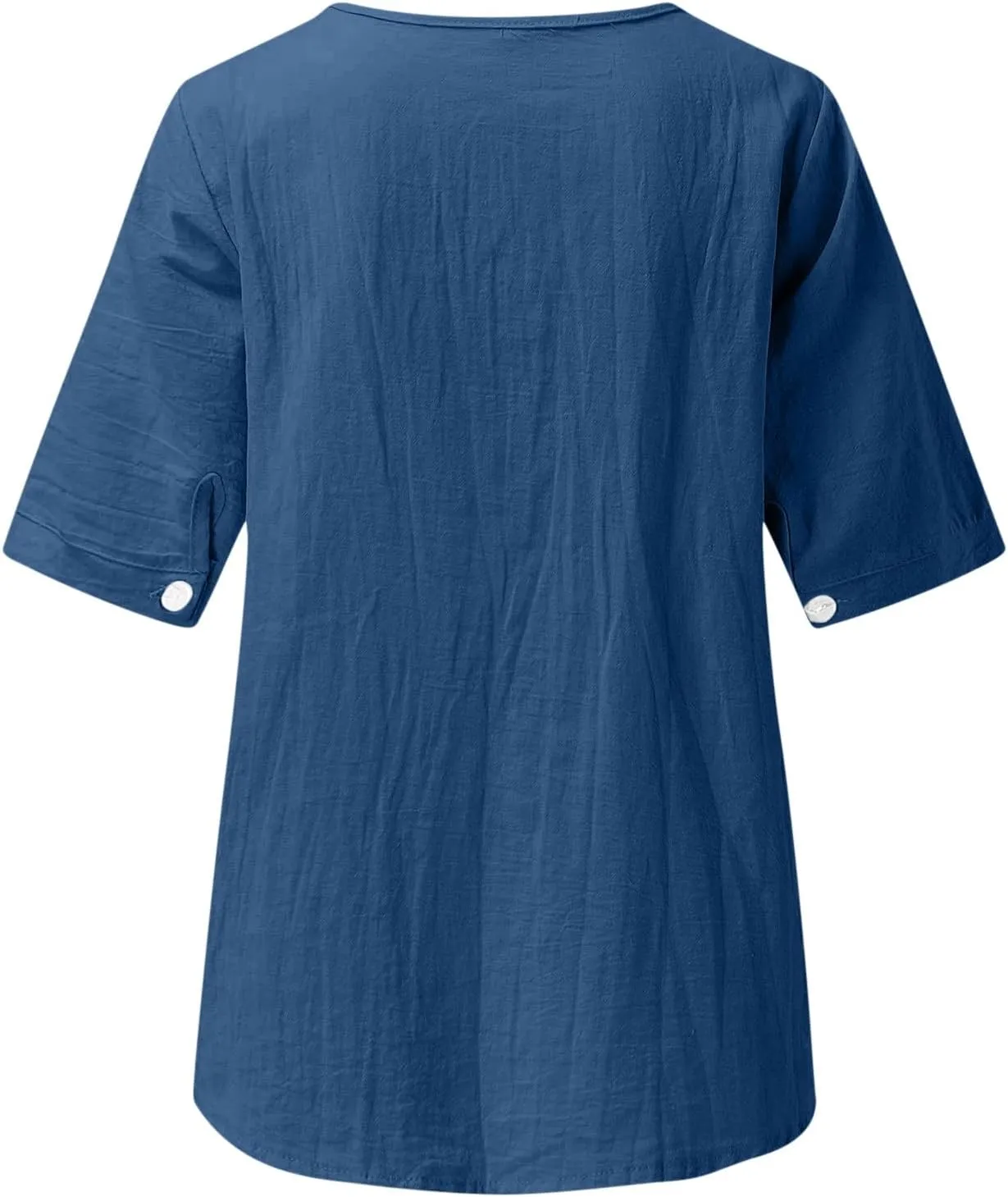 maisdgop Embroidered Tops for Women Casual V-Neck Cotton Linen Shirt Trendy Summer Short Sleeve T-Shirt Pretty Solid Blouse