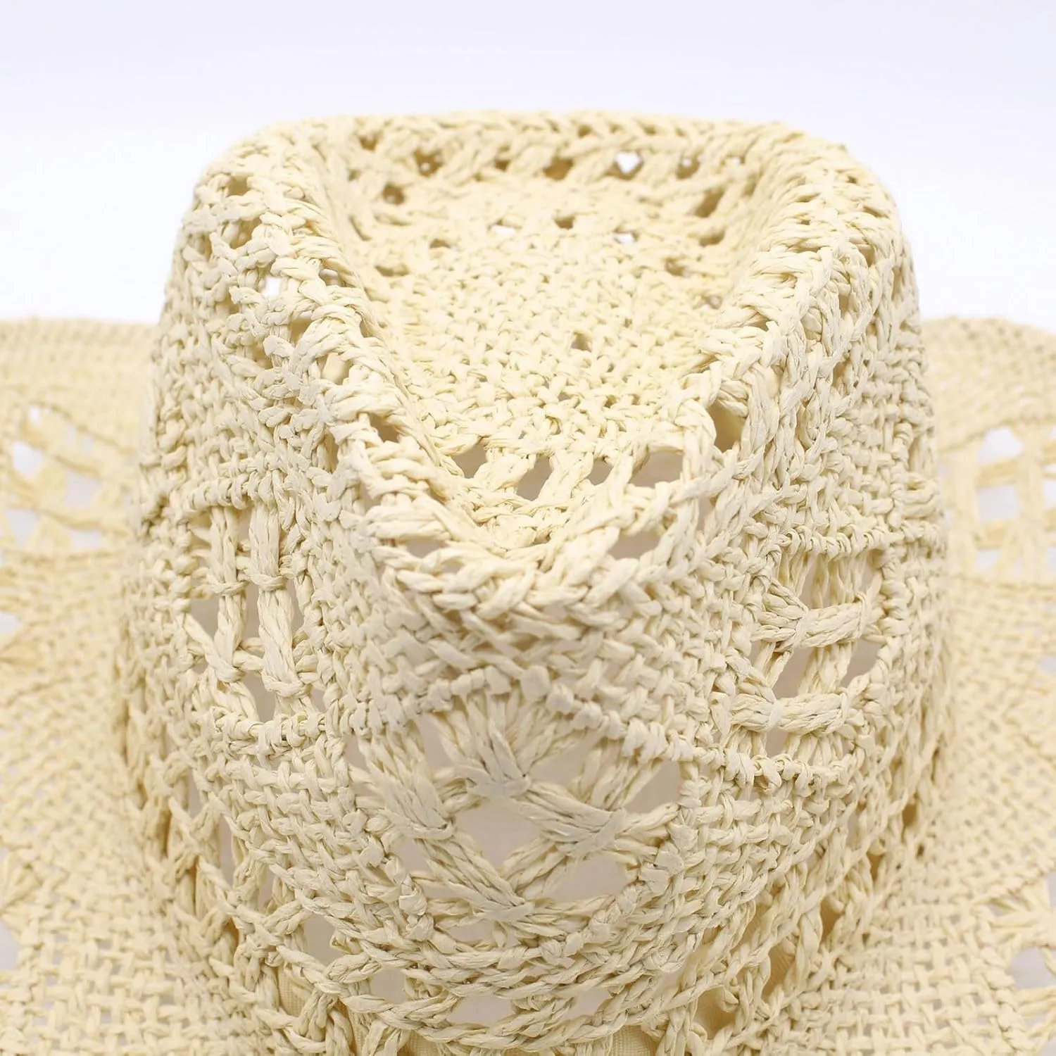 Men Women Cowboy Straw Hats Wide Brim Cowgirl Woven Sun Hat Classic Western Cowboy Caps Summer Beach Cap