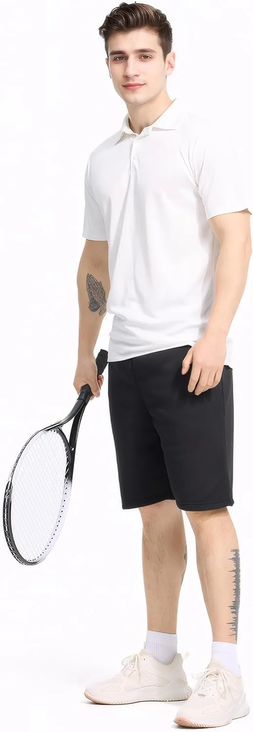 Mens Athletic Shorts 3 Pack Woven Dry Fit Gym Shorts with Zipper Pockets Drawstring for Activewear