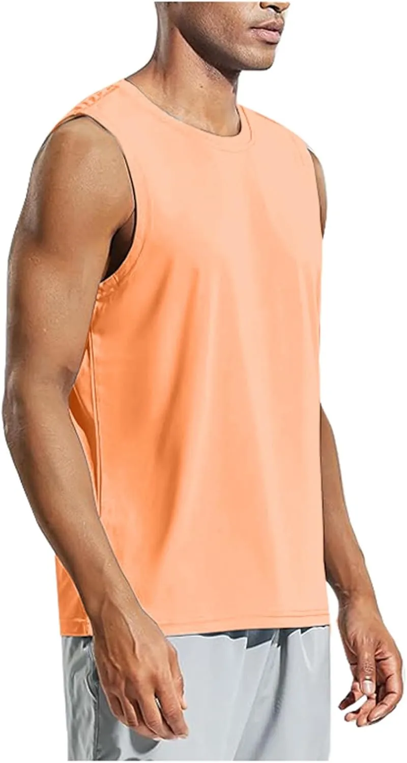 Men's Beach Tank Tops Sleeveless 2025 Solid Athletic Shirt Summer Basics Plus Size Tank Shirts Vacation Undershirts