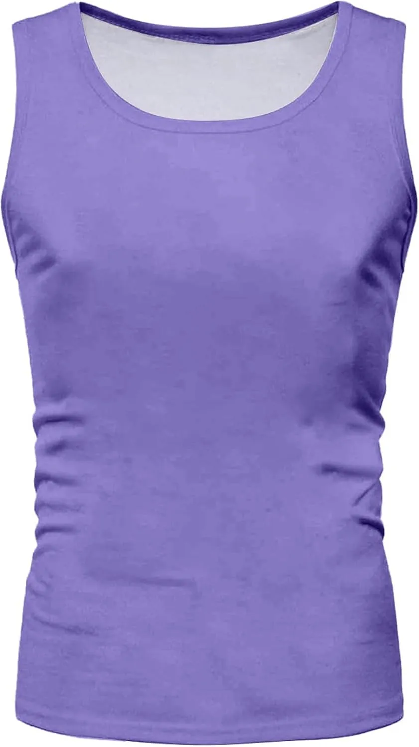 Men's Beach Tank Tops Sleeveless 2025 Solid Athletic Shirt Summer Basics Plus Size Tank Shirts Vacation Undershirts