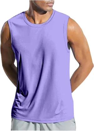 Men's Beach Tank Tops Sleeveless 2025 Solid Athletic Shirt Summer Basics Plus Size Tank Shirts Vacation Undershirts