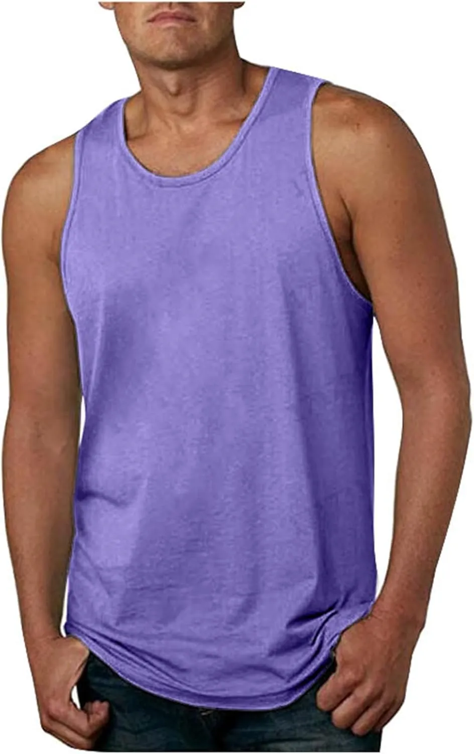 Men's Beach Tank Tops Sleeveless 2025 Solid Athletic Shirt Summer Basics Plus Size Tank Shirts Vacation Undershirts