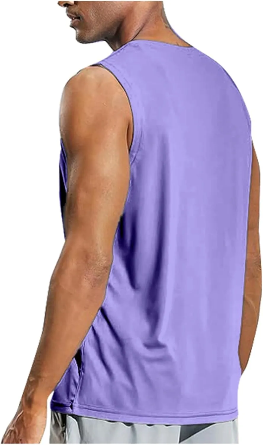 Men's Beach Tank Tops Sleeveless 2025 Solid Athletic Shirt Summer Basics Plus Size Tank Shirts Vacation Undershirts