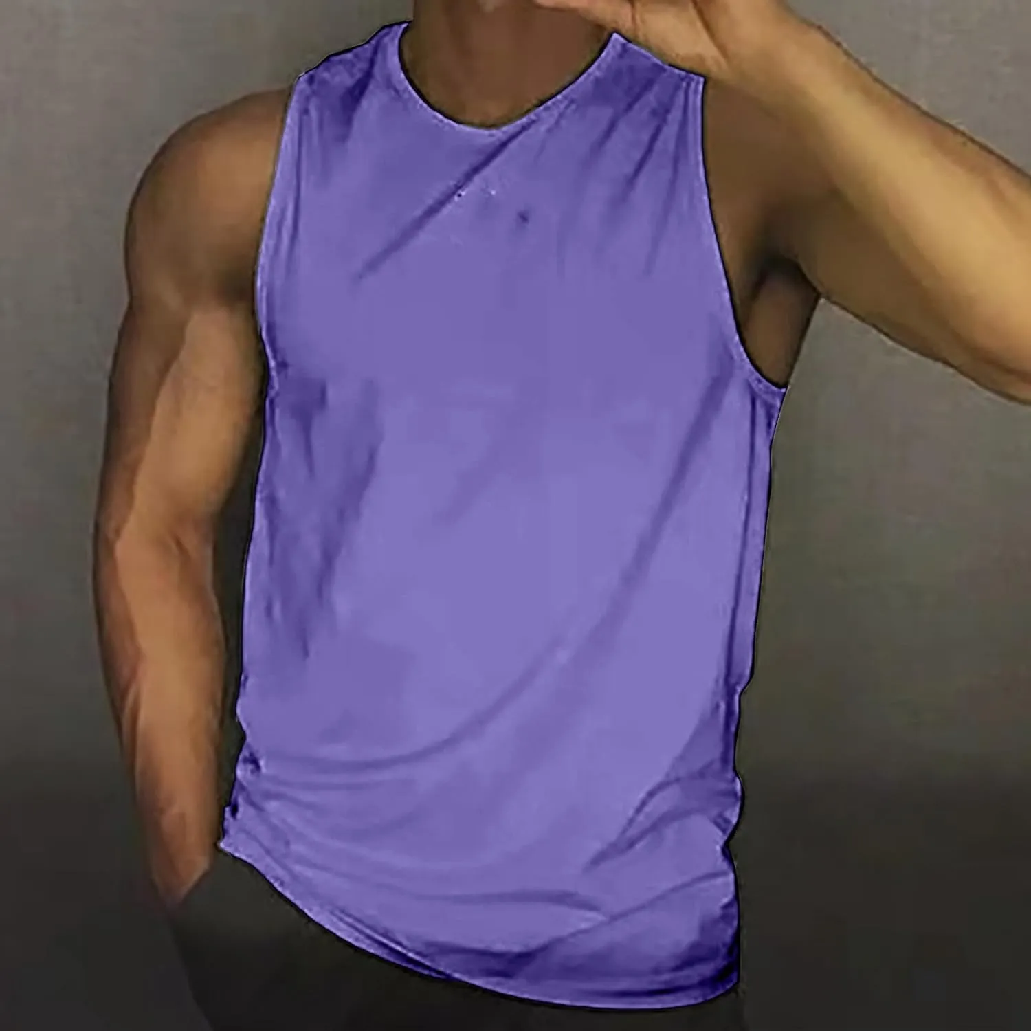 Men's Beach Tank Tops Sleeveless 2025 Solid Athletic Shirt Summer Basics Plus Size Tank Shirts Vacation Undershirts