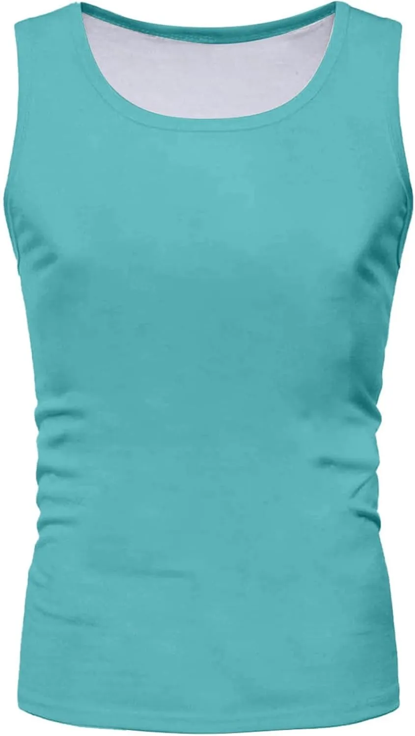 Men's Beach Tank Tops Sleeveless 2025 Solid Athletic Shirt Summer Basics Plus Size Tank Shirts Vacation Undershirts
