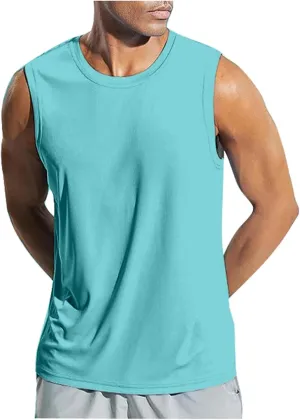Men's Beach Tank Tops Sleeveless 2025 Solid Athletic Shirt Summer Basics Plus Size Tank Shirts Vacation Undershirts