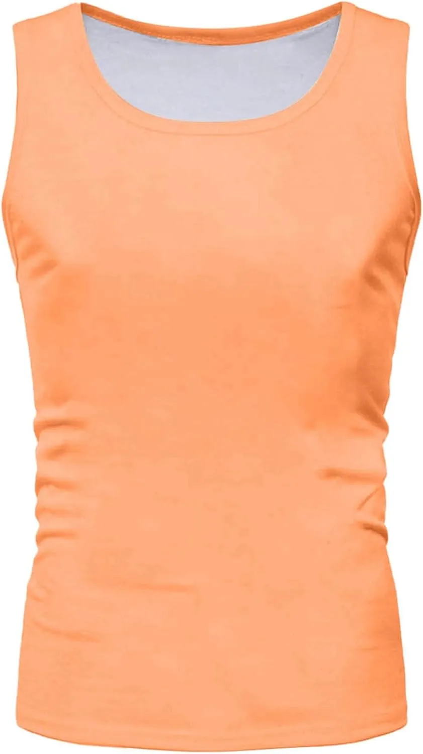 Men's Beach Tank Tops Sleeveless 2025 Solid Athletic Shirt Summer Basics Plus Size Tank Shirts Vacation Undershirts