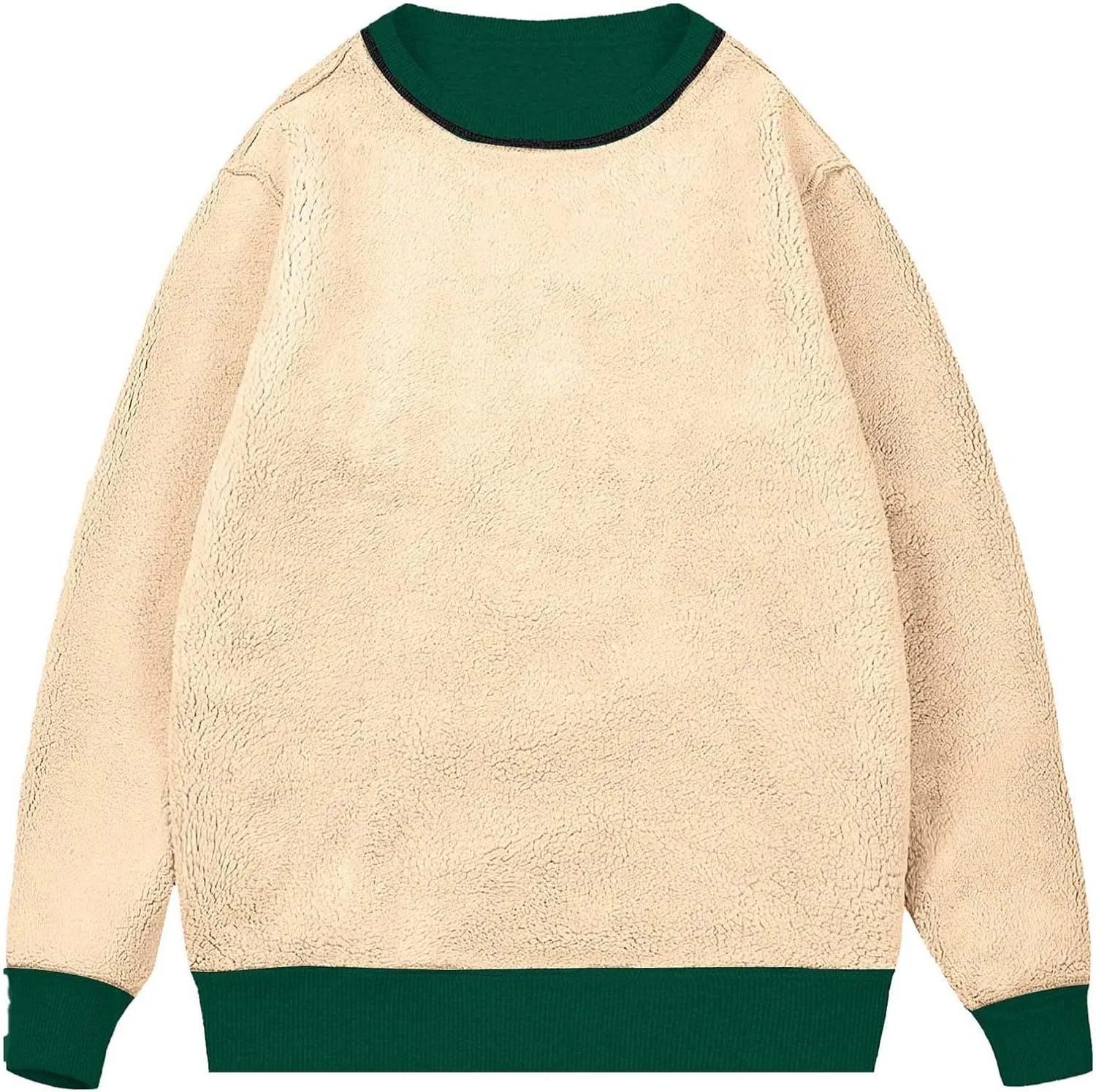 Men'S Crewneck Sweatshirt Thick Warm Sherpa Lined Sweater Heavyweight Long Sleeve Underwear Winter Fleece Pullover