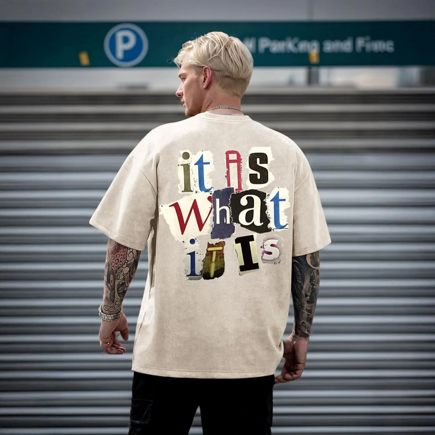 Men's Graphic Tees Funny Letter Print Vintage Oversize T Shirts Acid Wash Shirt Streetwear Rapper Casual Tee Top