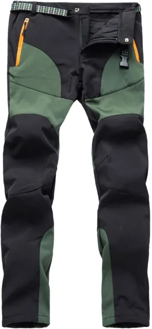 Mens Hiking Pants Water Resistant Softshell Color Block Snow Ski Pants Quick Dry Convertible Workout Trekking Trousers