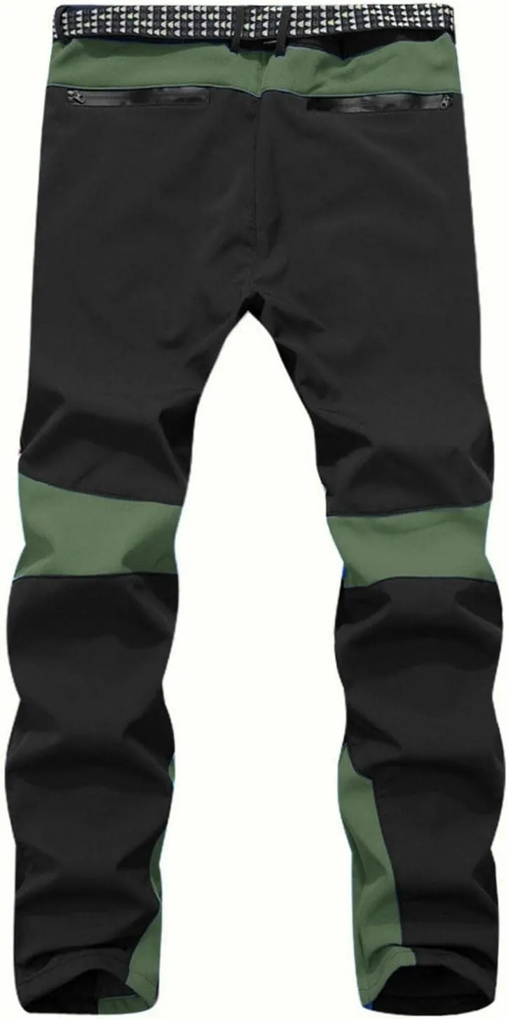 Mens Hiking Pants Water Resistant Softshell Color Block Snow Ski Pants Quick Dry Convertible Workout Trekking Trousers