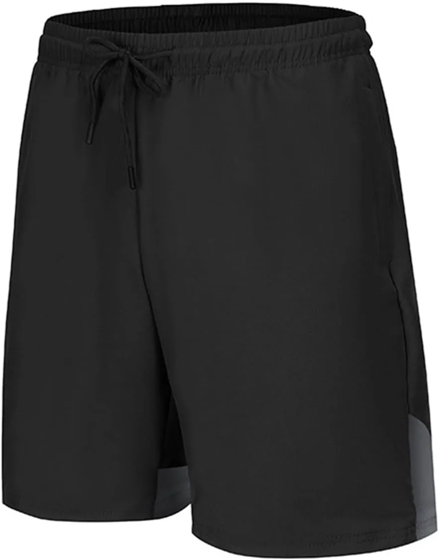 Men's Quick Dry Shorts Elastic Waist Workout Gym Short Pants Lightweight Summer Beach Trunks Running Activewear