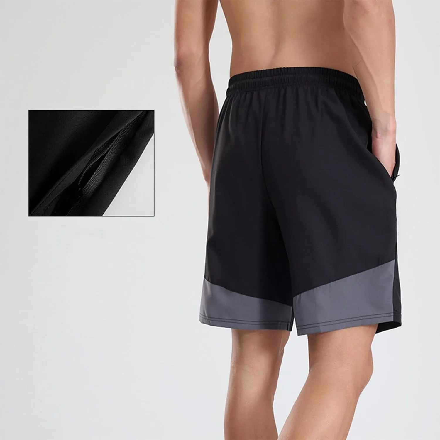 Men's Quick Dry Shorts Elastic Waist Workout Gym Short Pants Lightweight Summer Beach Trunks Running Activewear