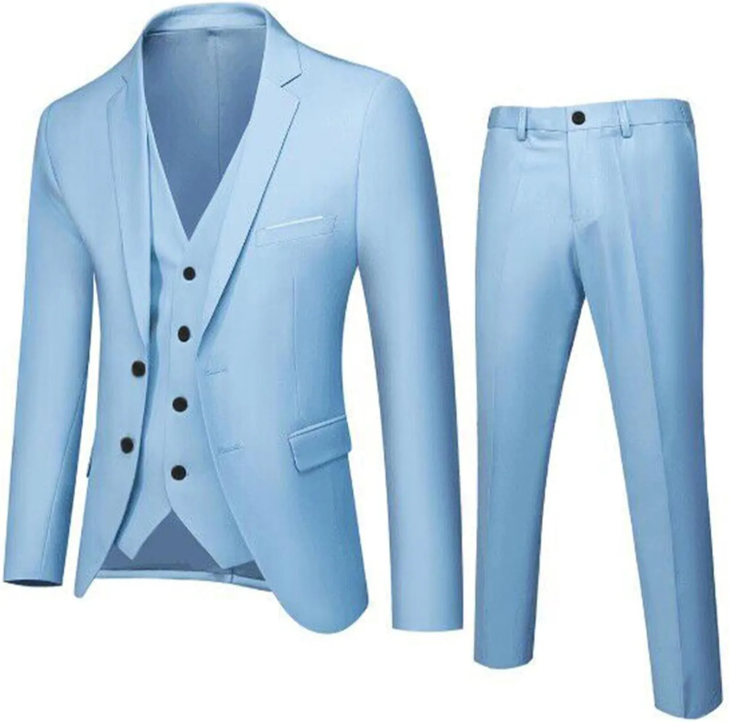 Men's Slim Fit Suit Clothes Two Button 3 Pieces Blazer Dress Business Wedding Prom Party Jacket Vest & Pant Outfits