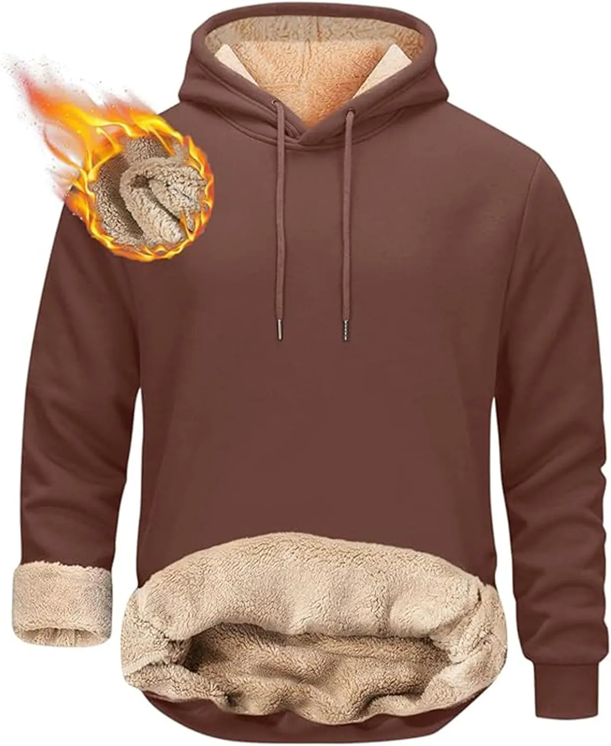 Men'S Winter Fleece Lined Hoodie Thick Thermal Sweatshirt Heavyweight Warm Hooded Pullovers Long Sleeve Outerwear