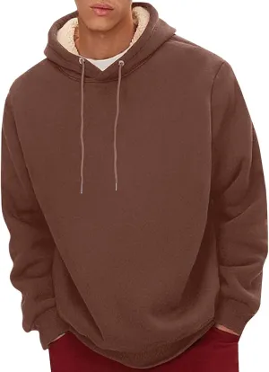 Men'S Winter Fleece Lined Hoodie Thick Thermal Sweatshirt Heavyweight Warm Hooded Pullovers Long Sleeve Outerwear