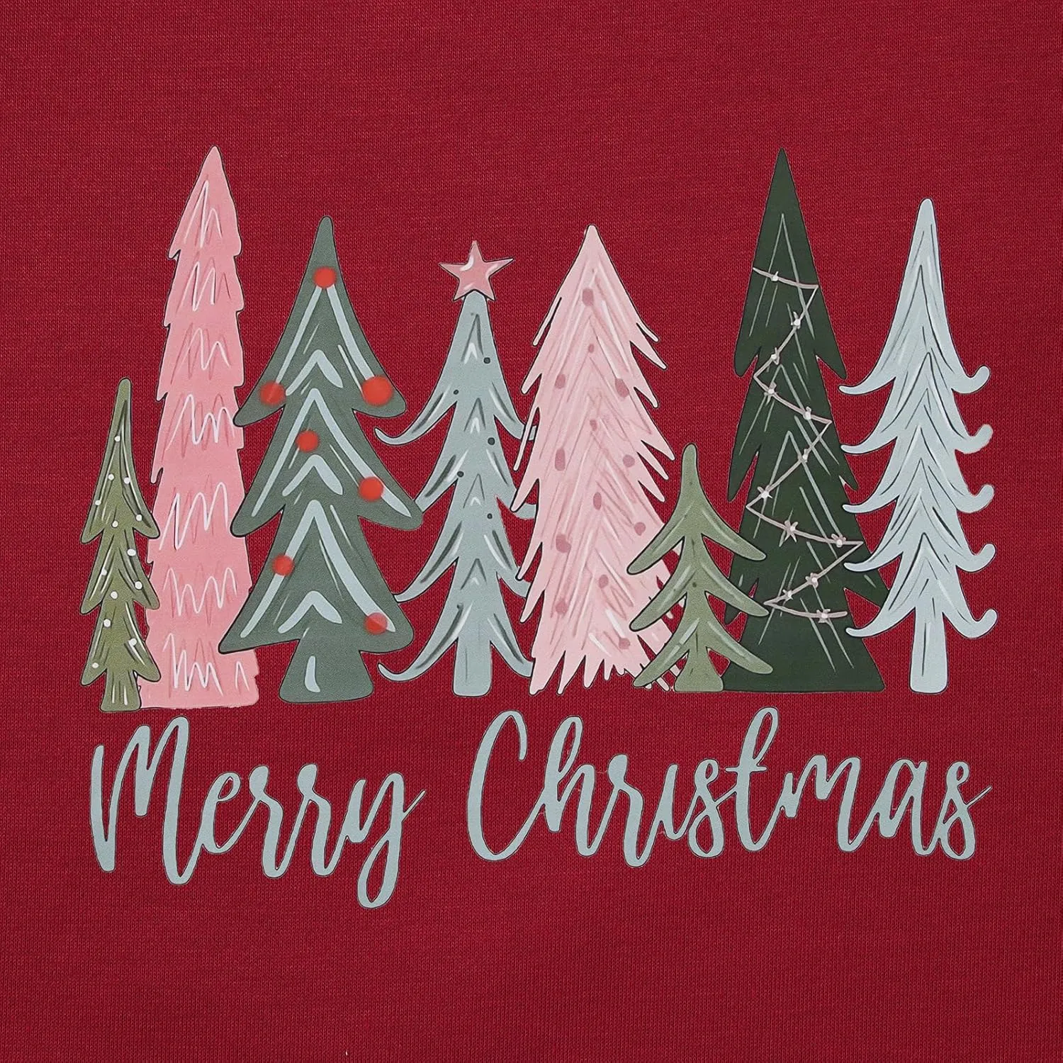 Merry Christmas Sweatshirt for Women Xmas Tree Pullover Shirts Crew Neck Tops Long Sleeve Fall Winter Clothes