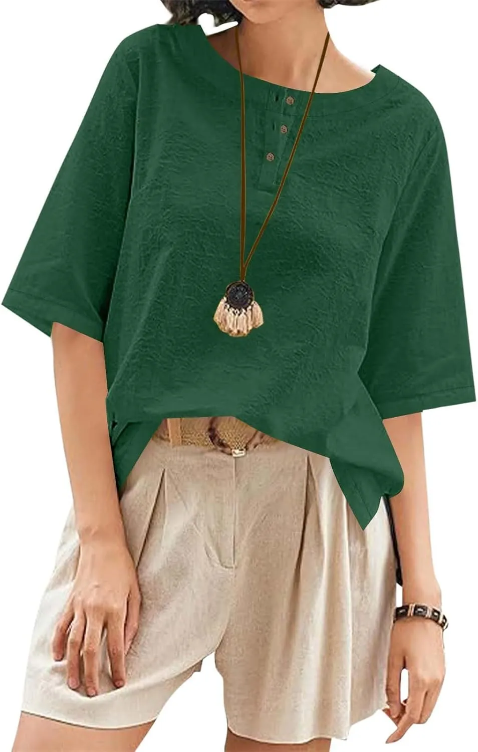 Mexican Embroidered Tops for Women Summer Cotton Linen Shirt Trendy Round Neck Tees Casual Short Sleeve Top