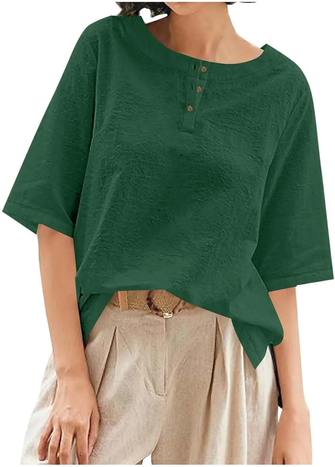 Mexican Embroidered Tops for Women Summer Cotton Linen Shirt Trendy Round Neck Tees Casual Short Sleeve Top
