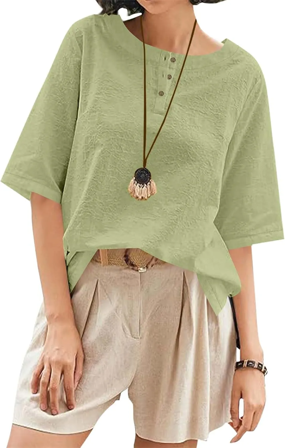 Mexican Embroidered Tops for Women Summer Cotton Linen Shirt Trendy Round Neck Tees Casual Short Sleeve Top