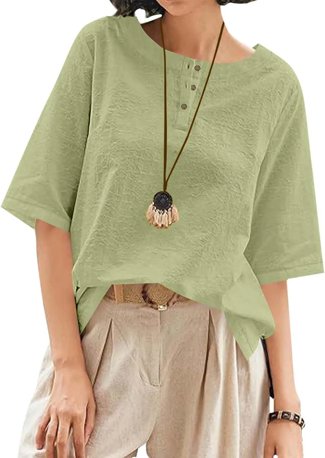 Mexican Embroidered Tops for Women Summer Cotton Linen Shirt Trendy Round Neck Tees Casual Short Sleeve Top