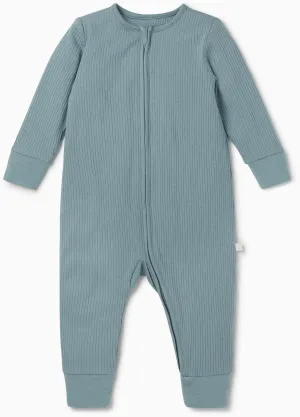 MORI Baby Boys and Girls Ribbed Clever One Piece Pajamas - Unisex Infant Two Way Zipped Long Sleeve Snug Fit Nightwear