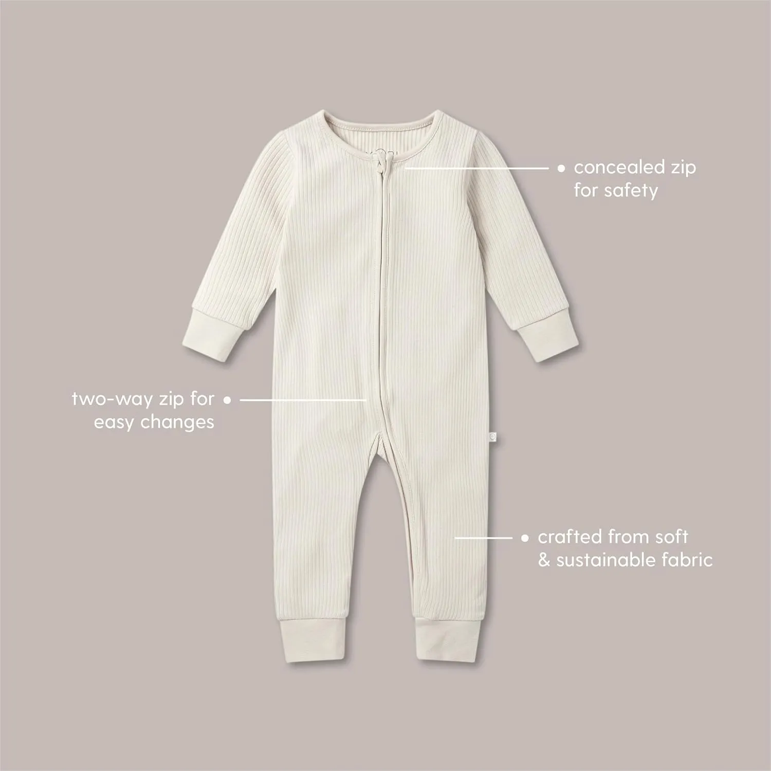MORI Baby Boys and Girls Ribbed Clever One Piece Pajamas - Unisex Infant Two Way Zipped Long Sleeve Snug Fit Nightwear