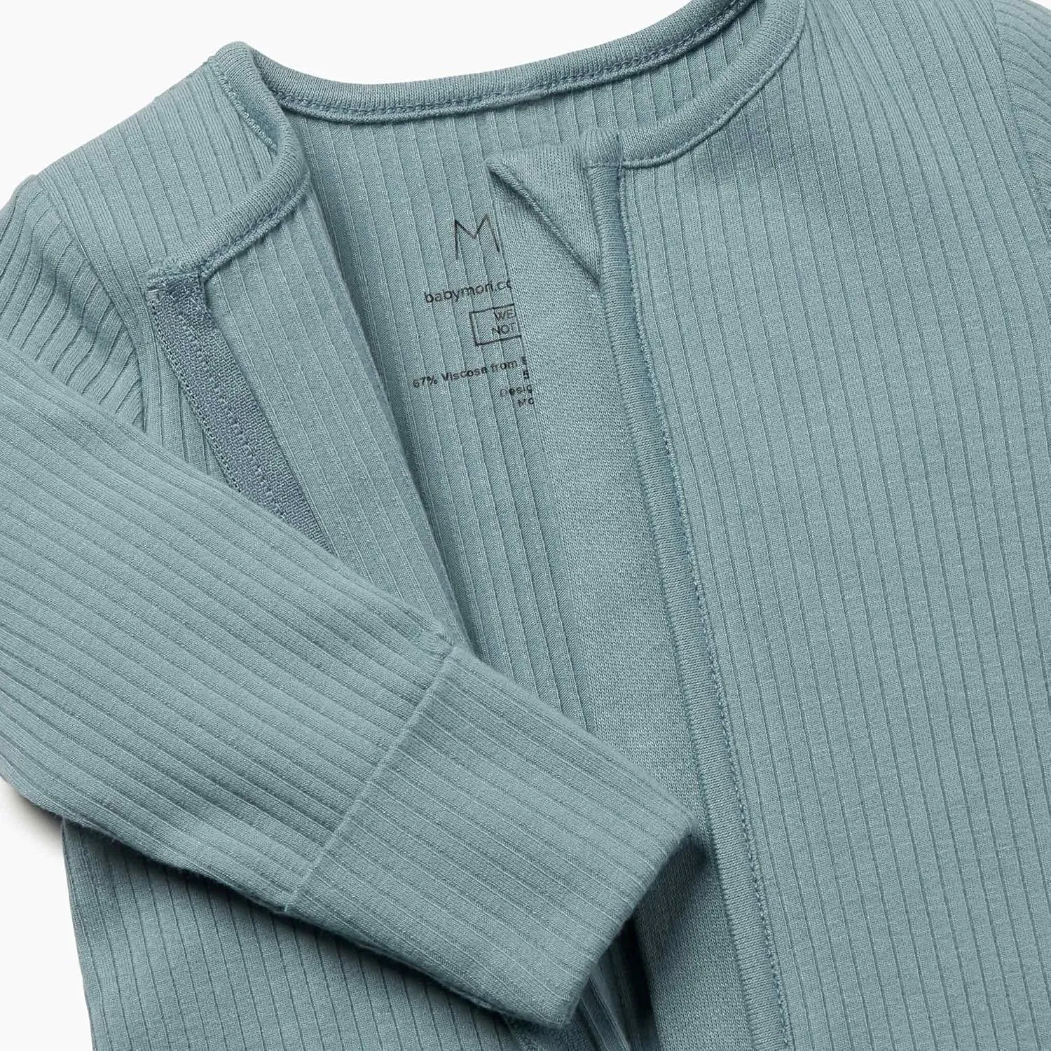MORI Baby Boys and Girls Ribbed Clever One Piece Pajamas - Unisex Infant Two Way Zipped Long Sleeve Snug Fit Nightwear