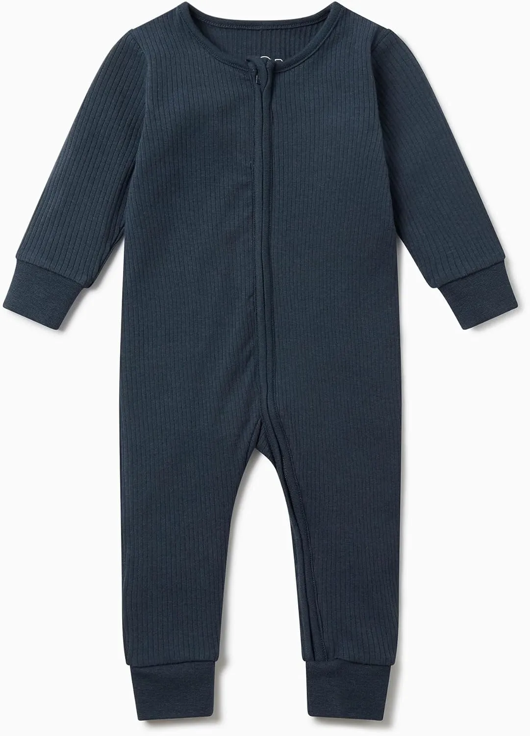MORI Baby Boys and Girls Ribbed Clever One Piece Pajamas - Unisex Infant Two Way Zipped Long Sleeve Snug Fit Nightwear