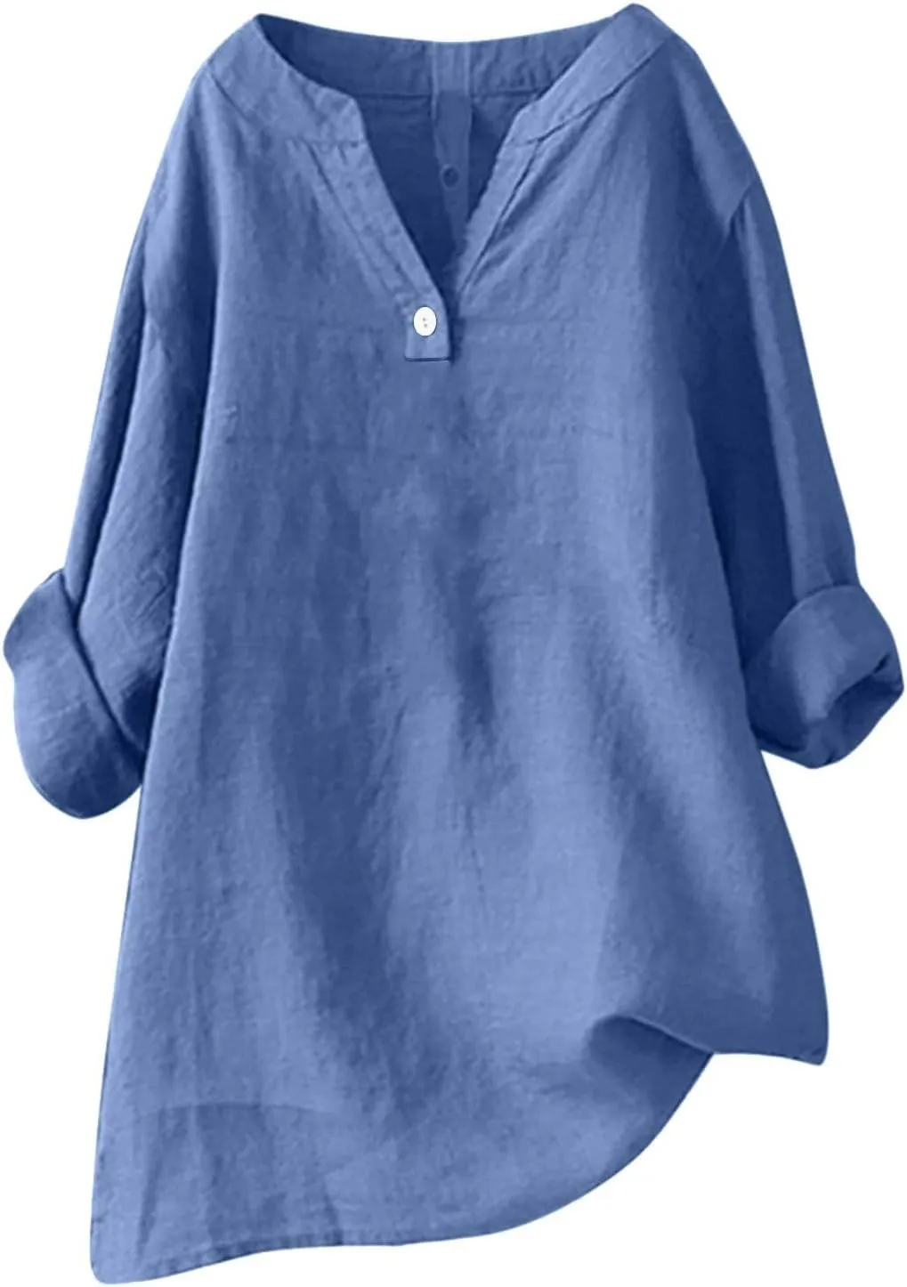 NBXNZWF Womens Cotton Linen Shirts 3/4 Sleeve Summer Loose Casual Tunic Button Down Office Work Lightweight Gauze Blouses