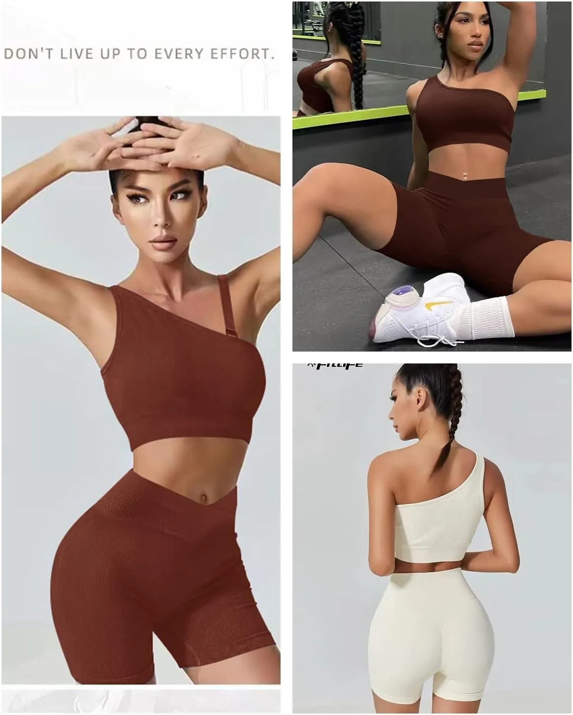 niyokki Workout Sets for Women Two Piece Sexy Summer Sports Bra and Crossover Shorts Matching Workout Set