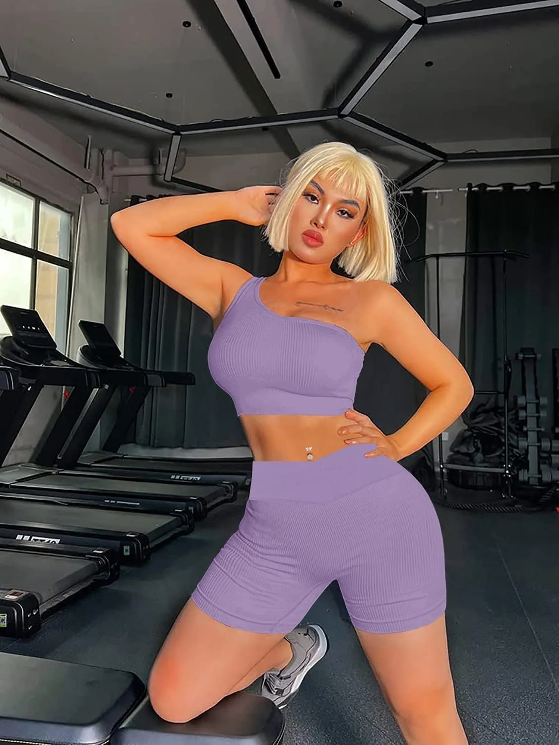 niyokki Workout Sets for Women Two Piece Sexy Summer Sports Bra and Crossover Shorts Matching Workout Set
