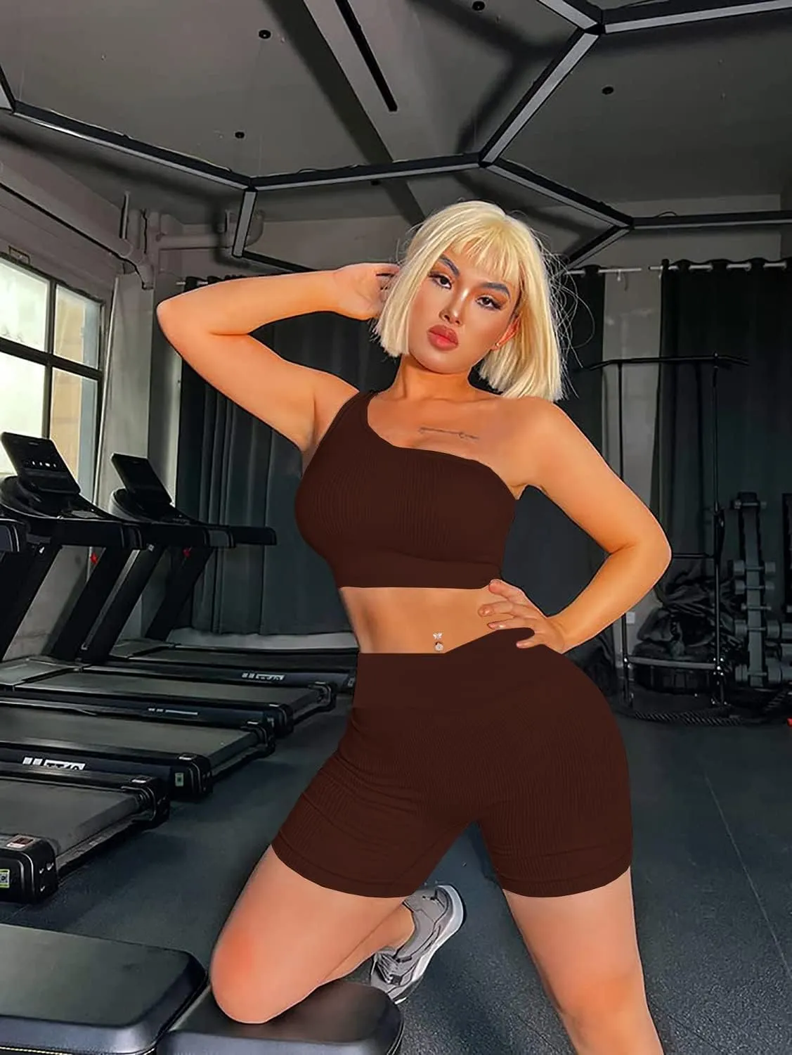 niyokki Workout Sets for Women Two Piece Sexy Summer Sports Bra and Crossover Shorts Matching Workout Set