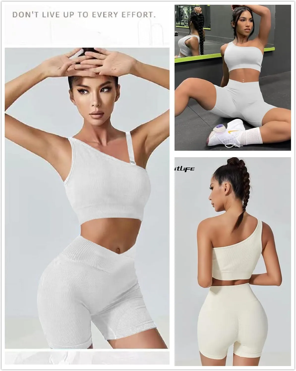 niyokki Workout Sets for Women Two Piece Sexy Summer Sports Bra and Crossover Shorts Matching Workout Set